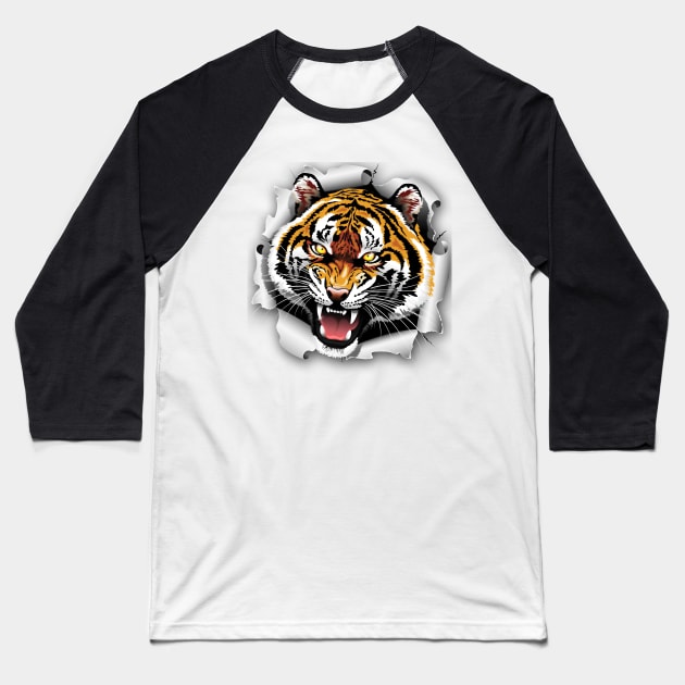 Tiger Roar coming out from Tee! Baseball T-Shirt by BluedarkArt